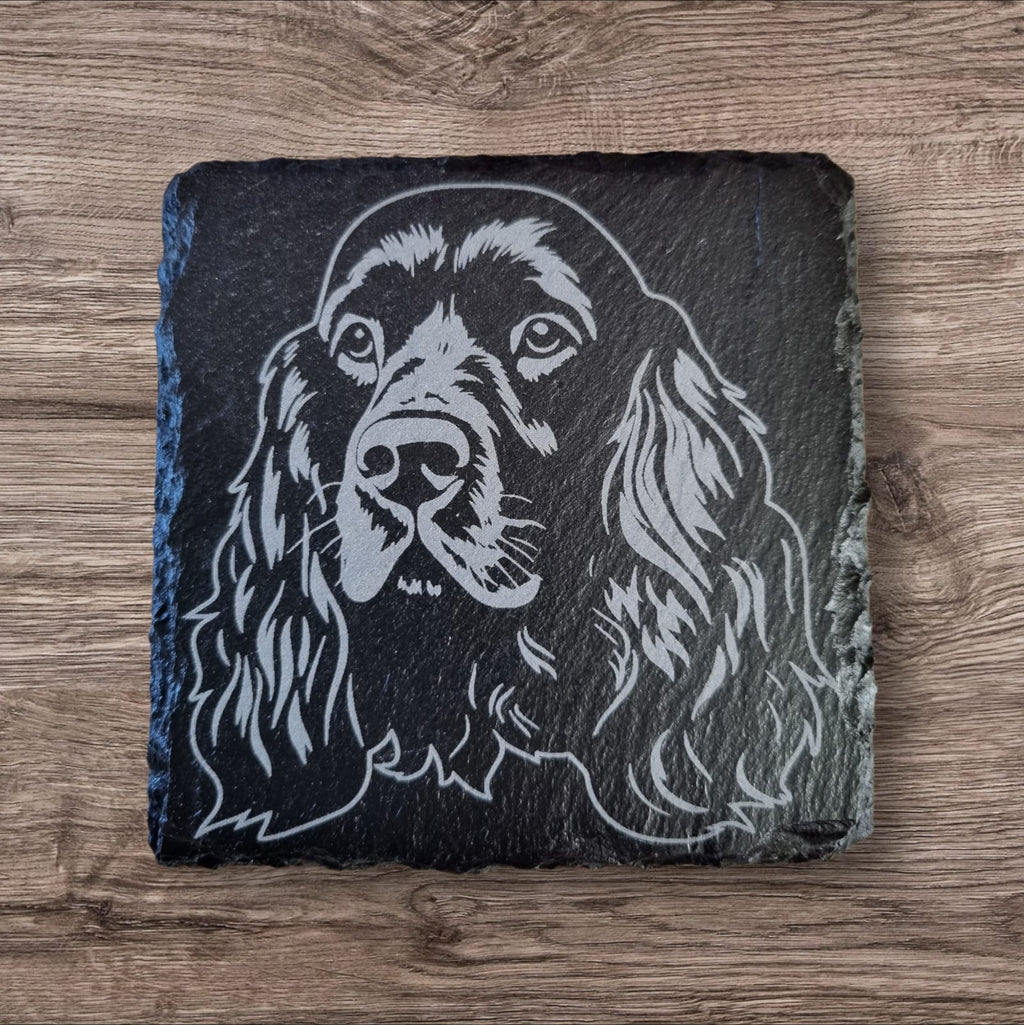 english cocke spaniel four pack slate coasters