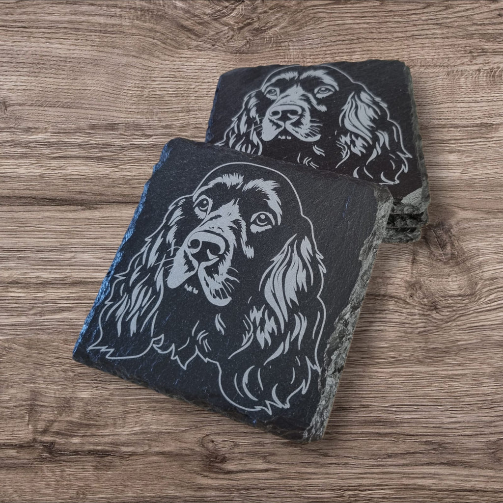 english cocke spaniel four pack slate coasters