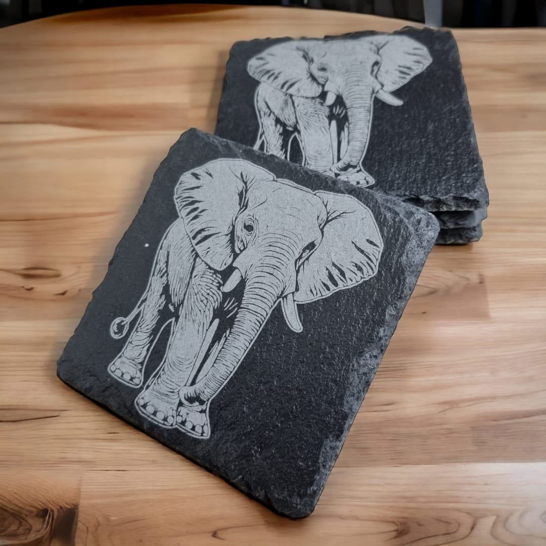 Elephant four pack slate coasters