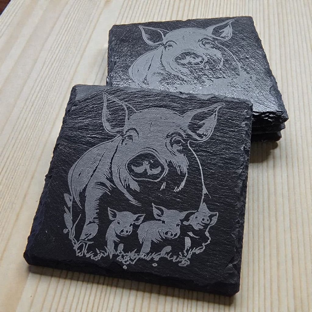Pigs four pack slate coasters