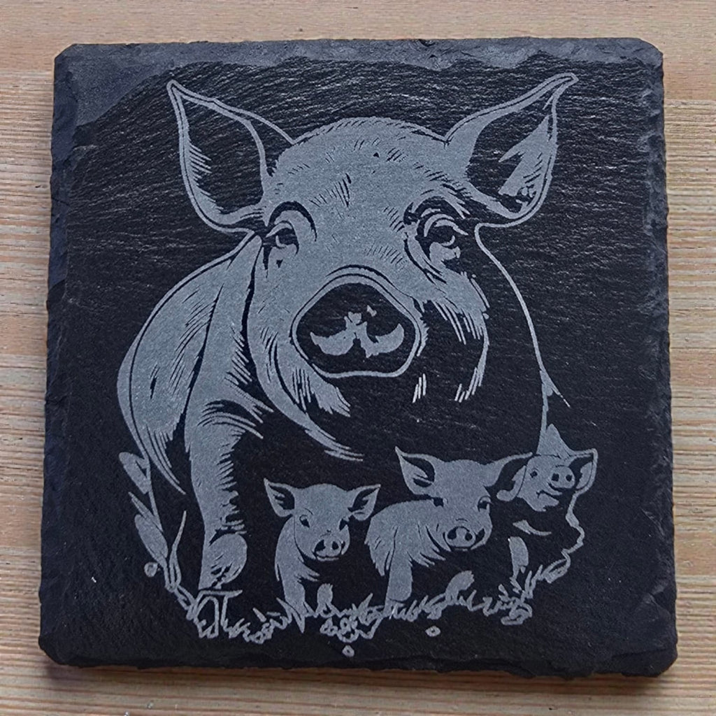 Pigs four pack slate coasters